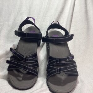 Teva Tirra Womens Black Grey Purple Sport Hiking Sandals Shoc Pad Spider Rubber